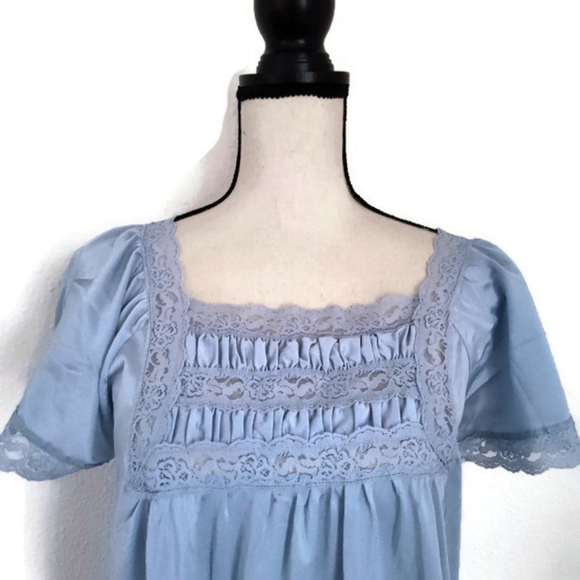 Rikki NY Vintage Baby Blue Long Nightgown Sleepwear - Picture 5 of 6